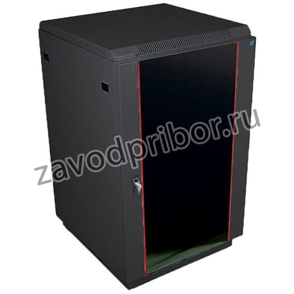 Шкаф телекоммуникационный напольный 22U (600x800) дверь стекло, цвет чёрный
