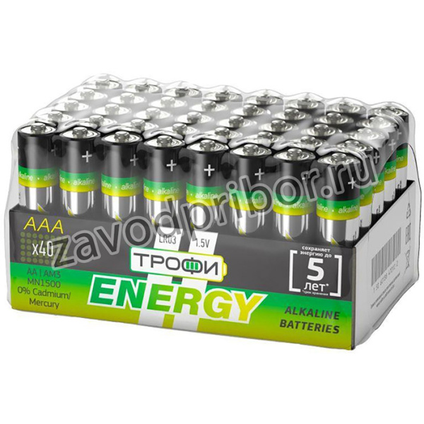 Элемент питания алкалиновый AAA/LR03-40 bulk Eco (уп.40шт) Трофи Б0027812