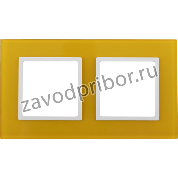 14-5102-21 ЭРА Рамка на 2 поста, стекло, Эра Elegance, жёлтый+бел Б0034494