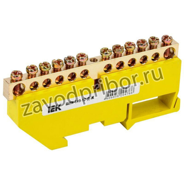 YNN10-69-12D-K05, Шина PE "земля" на DIN-изол ШНИ-6х9-12-Д-Ж IEK