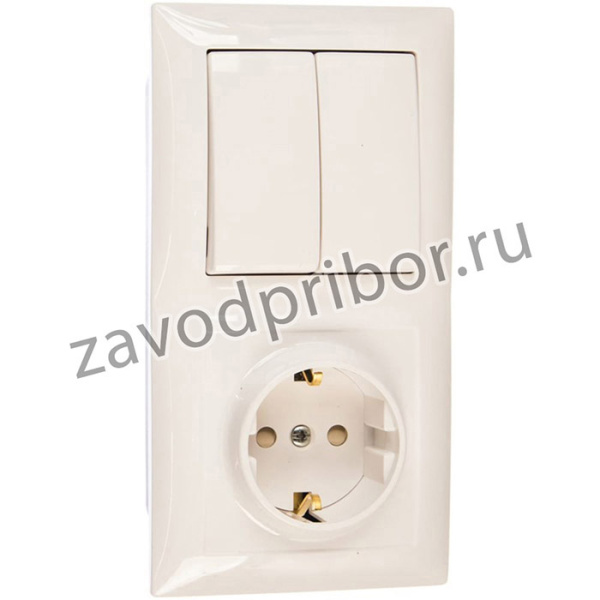 Комбинированный блок СЕЛЕНА скрытой установки выключатель+розетка БКВР-415 8205