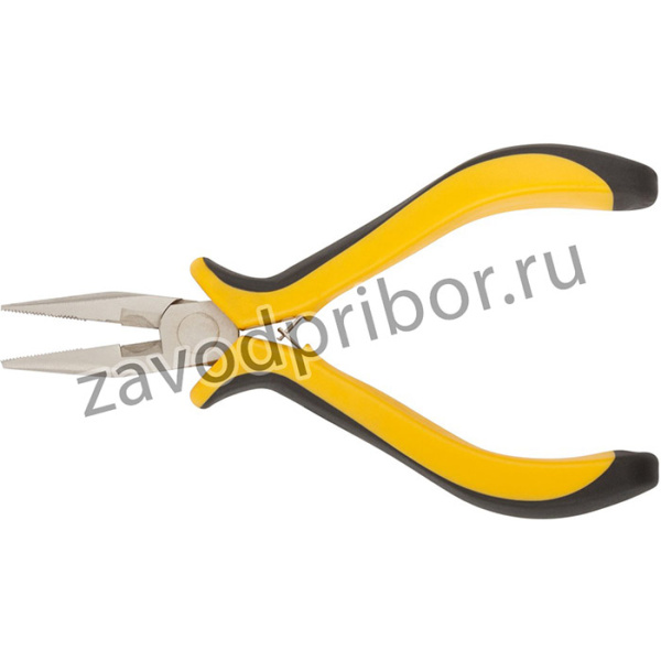 51633, Тонконосы "мини" Профи, никелированное покрытие, черно-желтые мягкие ручки 125 мм