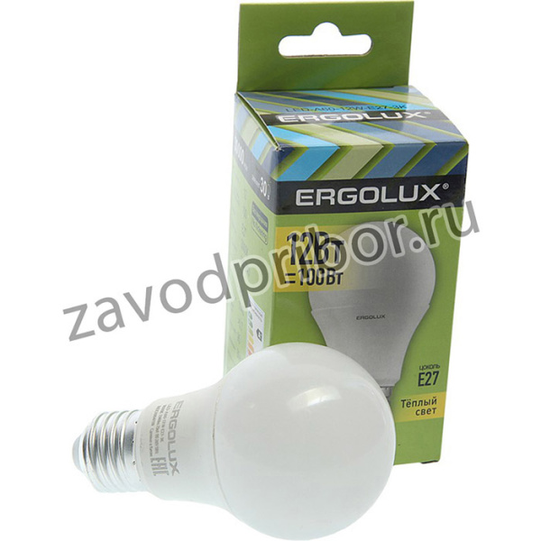 EL-LED-A60-12W-E27-3K, Лампа светодиодная E27 A60 12W (100W) 220V теплый ERGOLUX