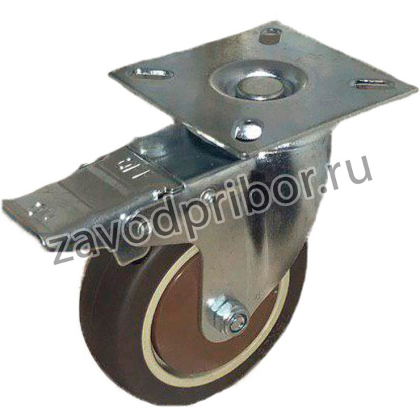 Колесо_коричневая мягкая резина поворот с тормоз металл 50мм SCGB M 25 7054050