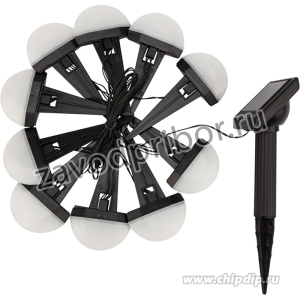 602-244, Гирлянда садовая грунтовая (каскад) Взлетная Полоса 3,8м, 6500К, с аккумулятором и выносной солнечно