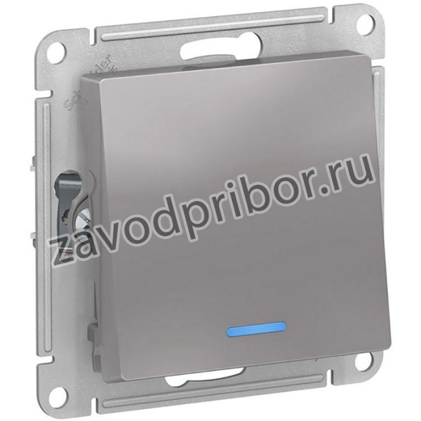 Механизм переключателя 1-кл. СП AtlasDesign 10А IP20 (сх. 6а) 10AX с подсветкой алюм. SchE ATN000363