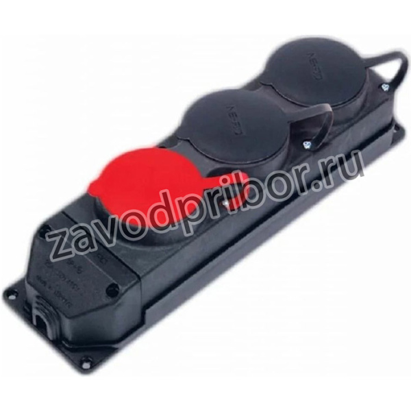 Колодка штепсельная с крышкой, 3*25А+2*1*16А ,каучук,1/6/60, 4010