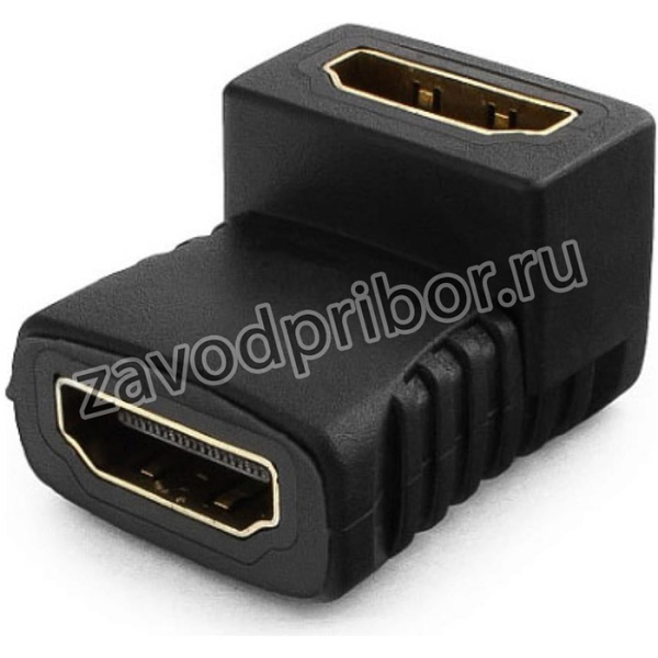 Угловой переходник HDMI-HDMI, 19F/19F, золотые разъемы, пакет A-HDMI-FFL