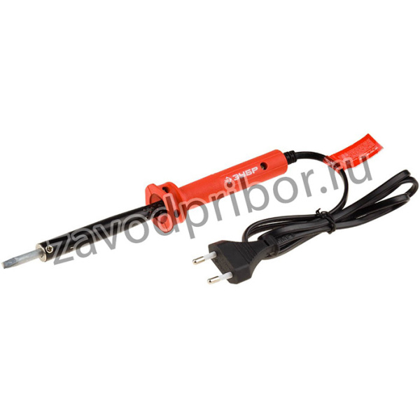 Электропаяльник ЗУБР "Мастер" с пластиковой рукояткой и долговечным жалом, форма клин, 60Вт