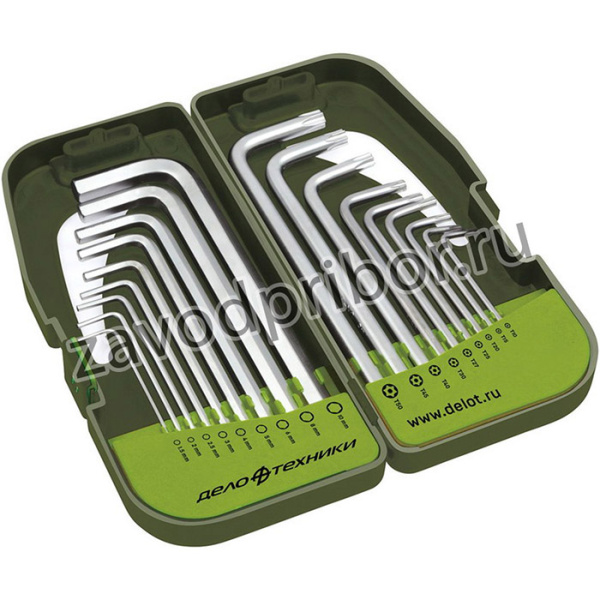 564518, Набор ключей Шестигранных (1.5,2,2.5,3,4,5,6,7,8,10 мм) и TORX (T10,T15,T20,T25, T27,T30,T40,T45,T50) удлиненных в холдере, 18 предм
