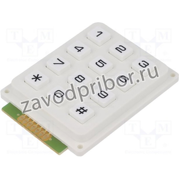 KB304-PNW, Клавиатура: пластик, Кол-во кноп: 12, нет, пластик, 200мОм, 1Н, 20мА