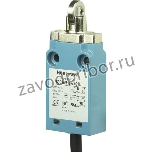 NGCMB50AX32L, NGC Series Roller Plunger Limit Switch, 2NO/2NC, IP67, DPDT, Metal Housing, 10mA Max