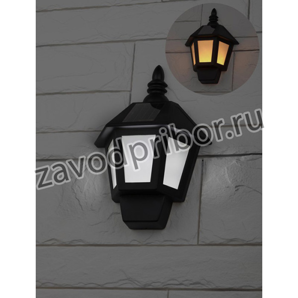 ERAFS08-36 ЭРА Фасадный светильник Фонарь,2 режима(огонь,холодный свет),на солн. бат.,40LED,7lm (12/ Б0044250