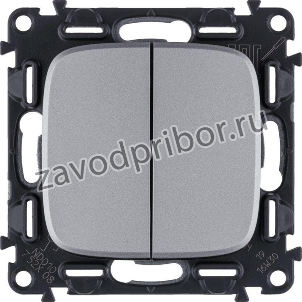 Механизм переключателя 2-кл. СП Valena Allure 10А IP20 250В с лиц. панелью безвинт. зажимы алюм. Leg 752908