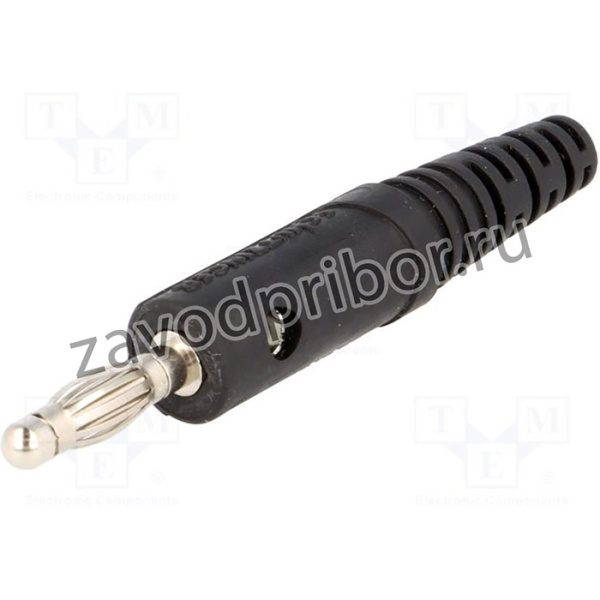 FK 82 L NI / SW, Вилка, "банан" 4мм, 10А, 33ВAC, 70ВDC, черный, Длина: 65,5мм