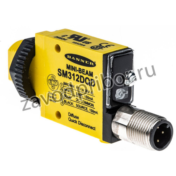 SM312DQD, Diffuse Photoelectric Sensor, Block Sensor, 380 mm Detection Range