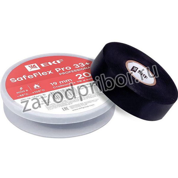 Изолента ПВХ 19мм (рул.20м) SafeFlex Pro 33+ EKF plc-iz-sfpro-b