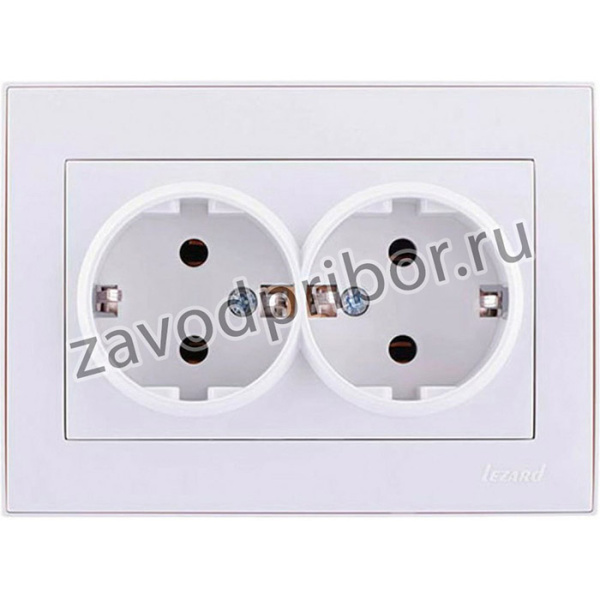 RAIN Розетка двойная с/ з керамика белый 703-0202-127