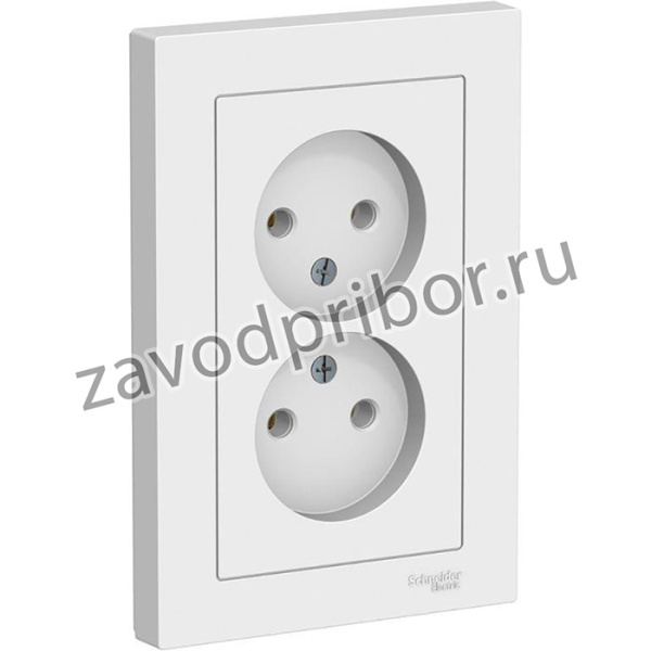 Розетка 2-м СП AtlasDesign 16А IP20 без заземл. в сборе бел. SE ATN000120