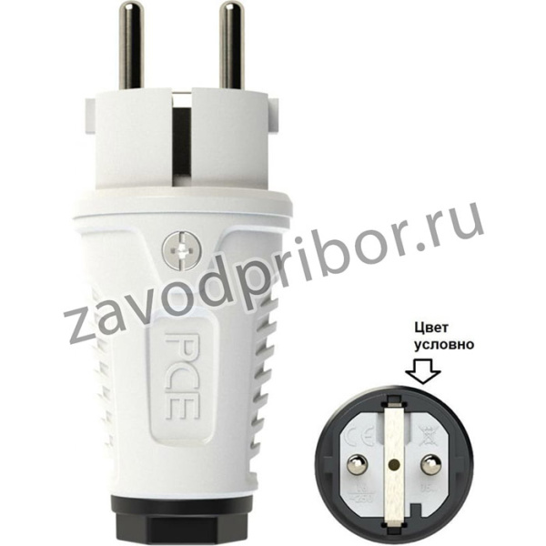 Вилка каб 16A 250V 2P+E IP54 корпус серый, маркер черный 0511-gs