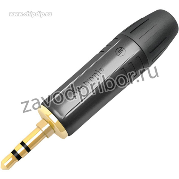 Seetronic M2TP3C-BG кабельный разъем Jack 3.5мм TRS (стерео) штекер, черный корпус, золоченые контакты, под кабель 2-4.5мм