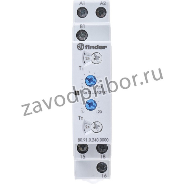 Модульный таймер 2-функциональный (LI, LE); питание 24…240В АС/DC; 1CO 16A; ширина 17.5мм; регулировка времени 0.1с…24ч; степень защиты IP20