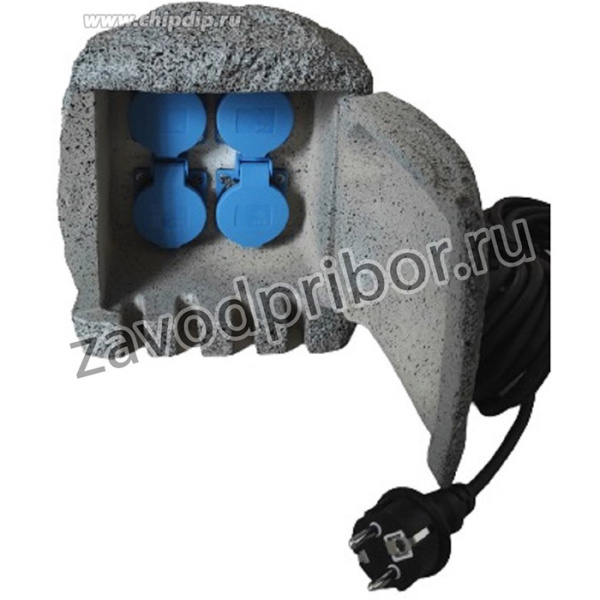 CSB-104 садовый удлинитель "КАМЕНЬ"на 4 розетки, макс.нагрузка 2500Вт кабель 10м