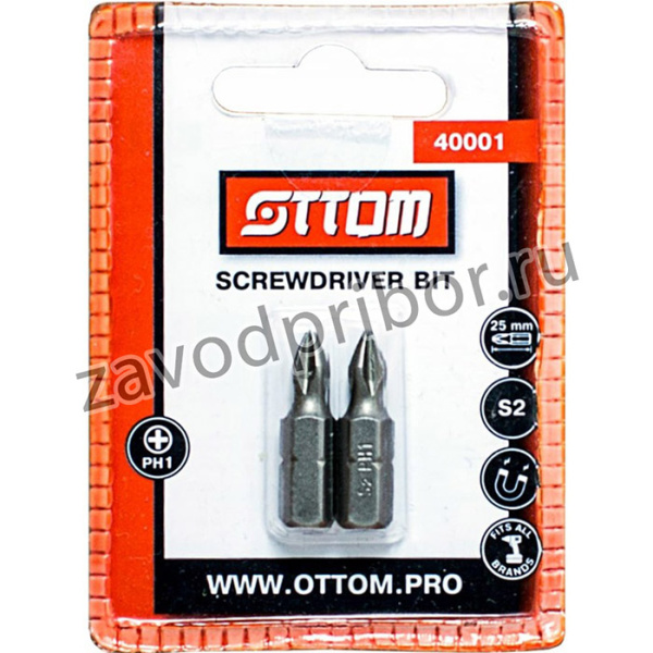 Бита PH1x25 мм, S2, 2 шт. 40001