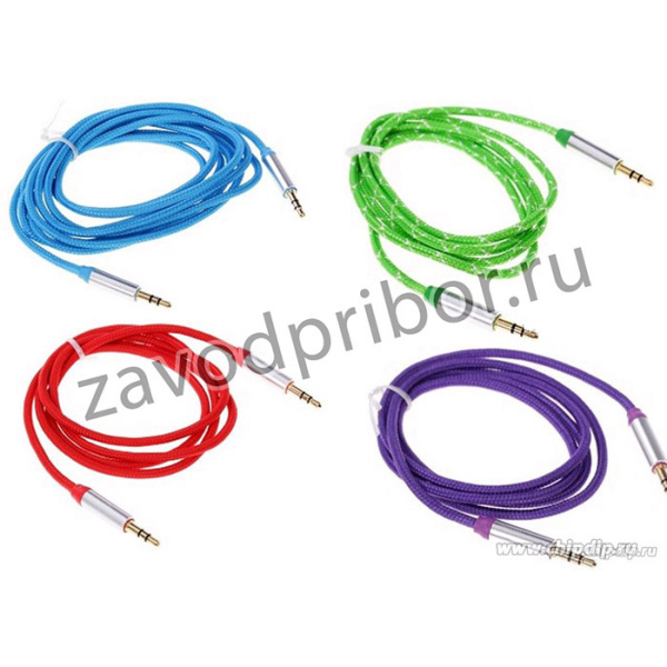 PL1001(PL1002,PL1004, PL1005,PL1006,PL1007), Кабель 3.5 Jack (M) - 3.5 Jack (M) текстиль, 1м, цветной