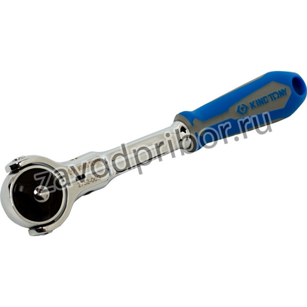 KING TONY Трещотка 1/4", 150 мм, 72 зубца, дисковый механизм, поворотная голова с кнопкой