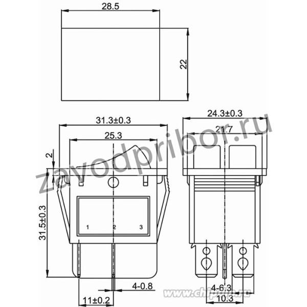 36-2412, Выключатель клавишный 250V 15А (6с) ON-OFF зеленый с подсветкой ДВОЙНОЙ (RWB-511, SC-797)