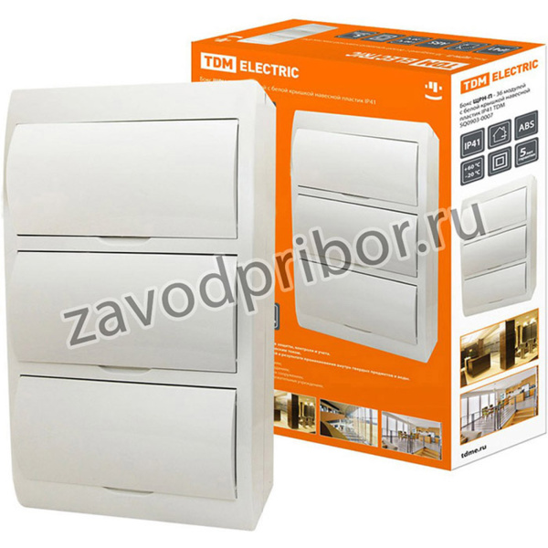 Бокс ЩРН-П-36модулей с белой крышкой, навесной, пластик IP41 TDM