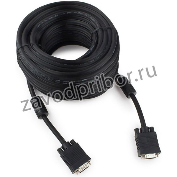 Кабель VGA - VGA, М/М, 20 м, фер, экр, Cablexpert, чер, CC-PPVGA-20M-B