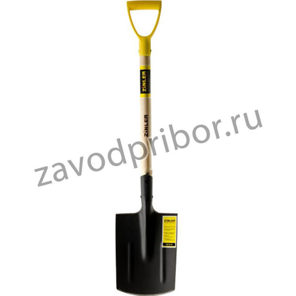 Лопата ZINLER автомобильная штыковая прямоугольная с дерев.черенком 540мм и ручкой (ЛШПАЧ8р)
