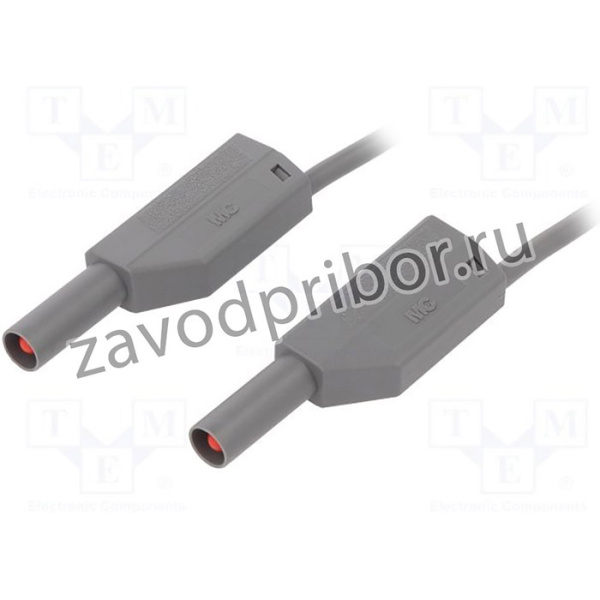 SLK425-E-10028, Измерительный провод, 32А, с осевым гнездом 4мм, Дл: 1м, серый