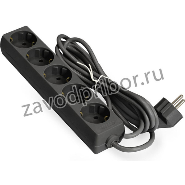 Удлинитель ECE-5-1.8B 5 евророзетки с заземлением, 1.8м, черный 285819