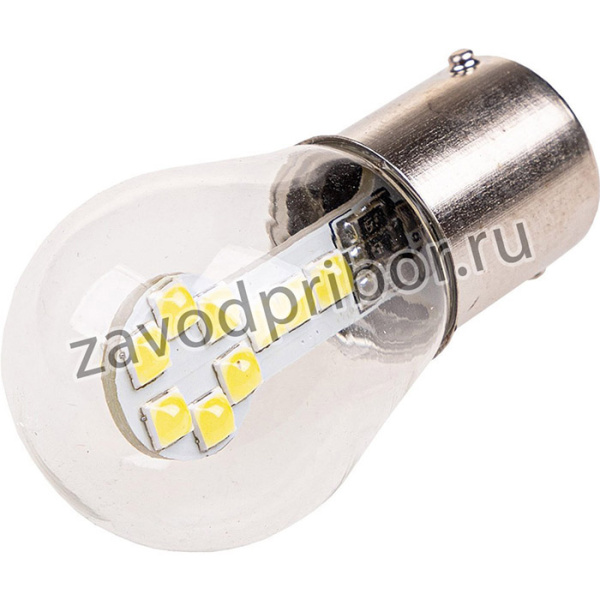 Автолампа диод S25 P21W 12V 9SMD BA15s 1-конт Белая задний ход, повороты S08201429