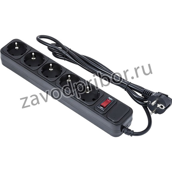 Сетевой фильтр ExeGate SP-5-3B (5 евророзетки с заземлением, 3м, защита от перегрузки, выключатель с подсветкой, черный)