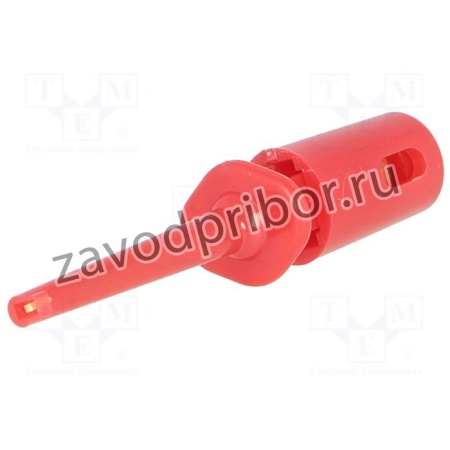 D-6010, Щуп-зажим, типа крючок, 0,3А, 60ВDC, красный, Длина: 40мм