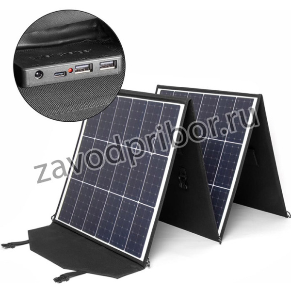 Влагозащищенная складная солнечная батарея 200W 18V DC, Type-C PD 60W, USB QC3.0 18W, USB 12W, на 4 секции TOP-SOLAR-200