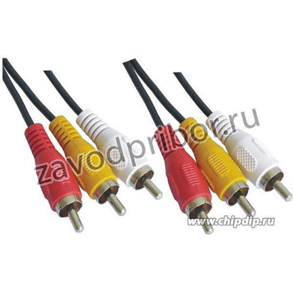 PL1108, Кабель 3RCA вилка - 3RCA вилка, видео+стерео-аудио, 1.5 м