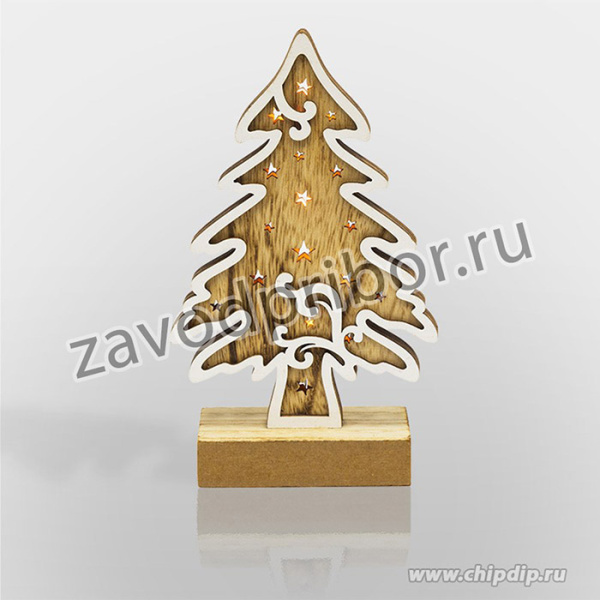 504-012, Деревянная фигурка с подсветкой Елочка 11,5x5x19 см
