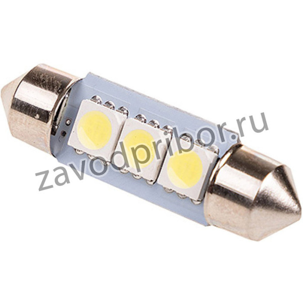 Автолампа диод T11*C5W* 12V 3 SMD Блистер с цоколем 1-конт Белая Cалон,номер S08201351