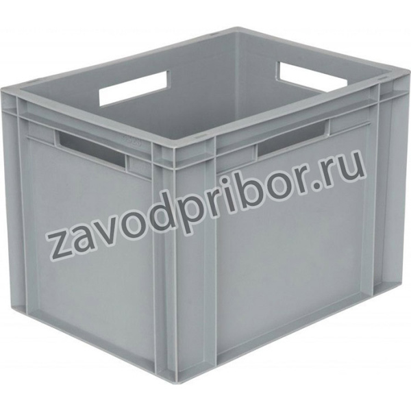 Ящик п/п 400х300х290 сплошной, с ручками, гладкое дно, серый B-4328 10173
