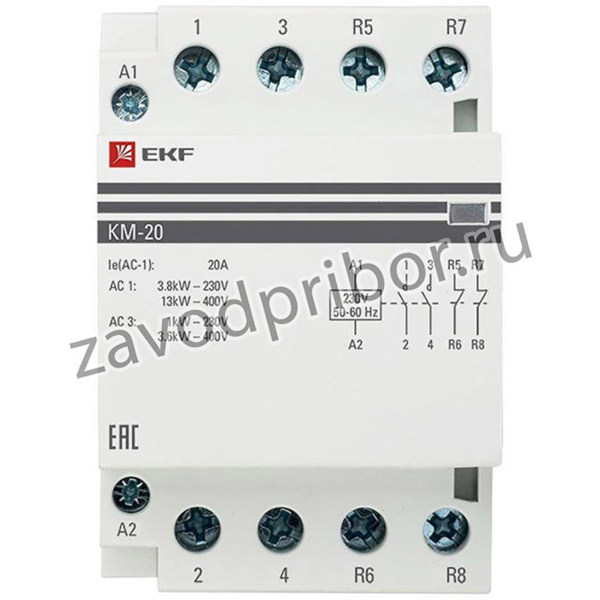 Контактор модульный КМ 20А 2NО+2NC (3 мод.) PROxima EKF km-3-20-22