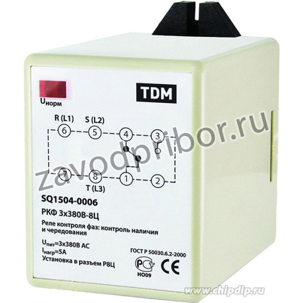 SQ1504-0006, РКФ 3х380В-8Ц, Реле контроля фаз цокольное