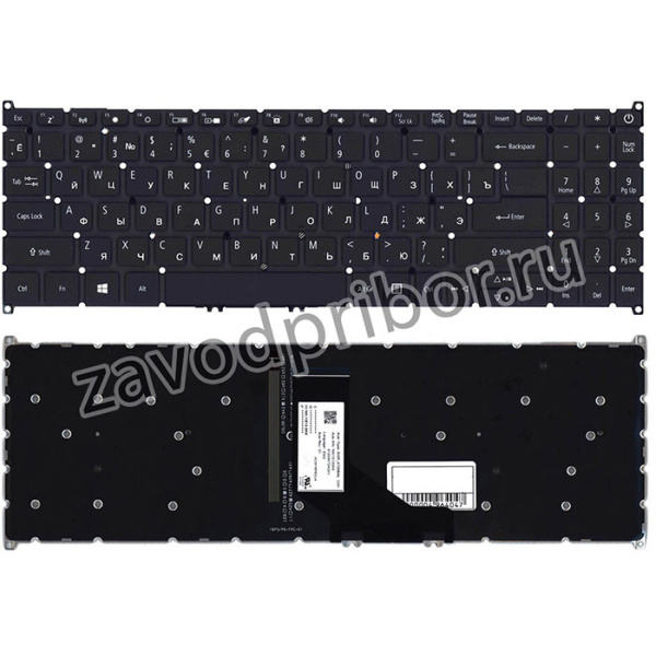 Клавиатура для ноутбука Acer Aspire A515-52 черная с подсветкой