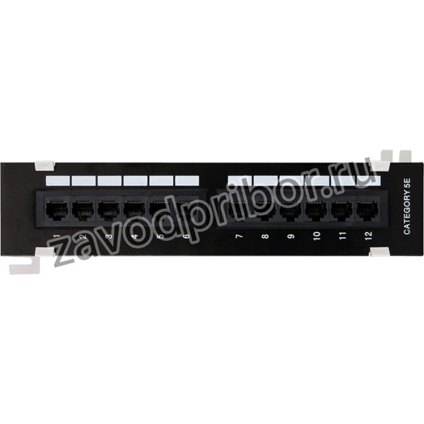 Панель настенная, 12 портов, Кат.5e, RJ45/8P8C, неэкран., черная EC-UWP-12-UD2