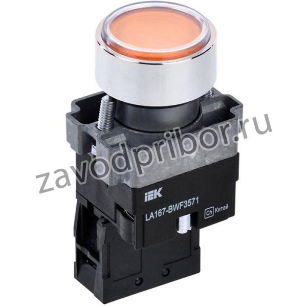 Кнопка LA167-BWF3571 d22мм RC 1з с подсветкой желт. IEK BBT20-BWF3571-1-12-67-K05