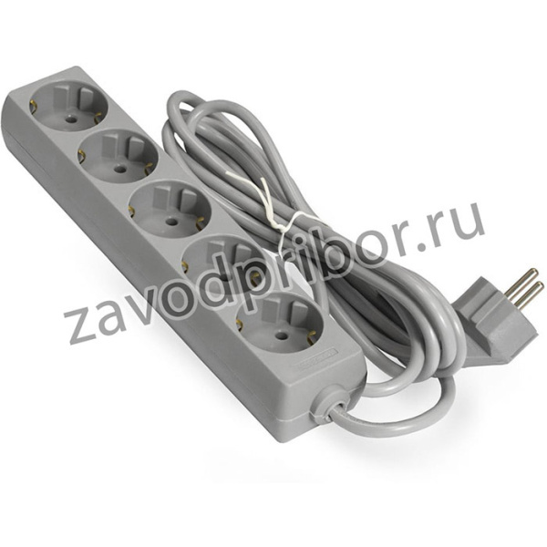 Удлинитель ECE-5-1.8G 5 евророзетки с заземлением, 1.8м, серый 285820